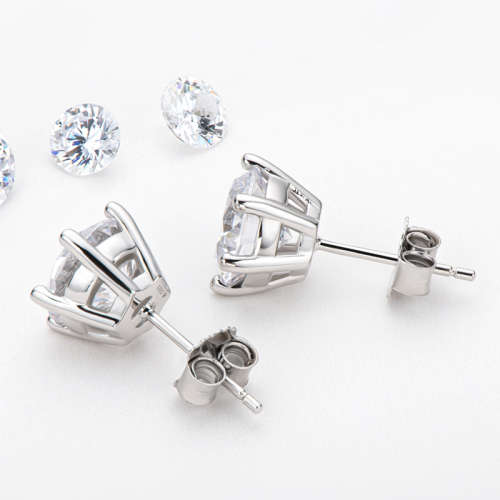 Solitaire  1.00ct Moissanite D/VVS1  Earring Set in Sterling Silver **Certified*