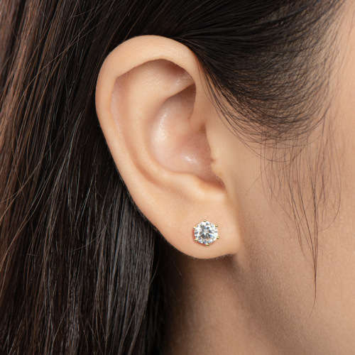 Solitaire  1.00ct Moissanite D/VVS1  Earring Set in Sterling Silver **Certified*