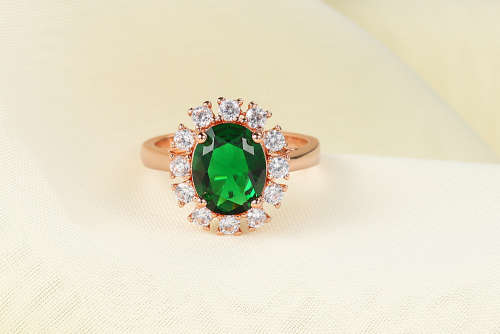 Villa Rose Ring Rose gold Emerald Green Austrian Crystal jewelry