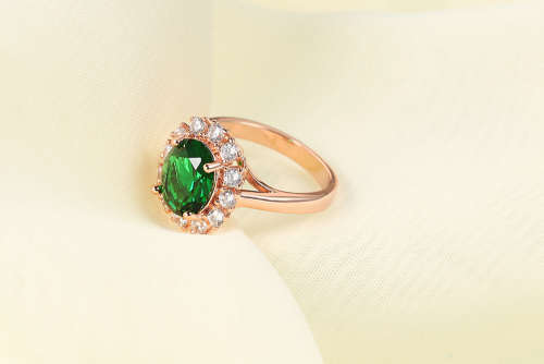 Villa Rose Ring Rose gold Emerald Green Austrian Crystal jewelry