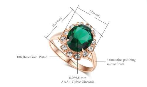 Villa Rose Ring Rose gold Emerald Green Austrian Crystal jewelry