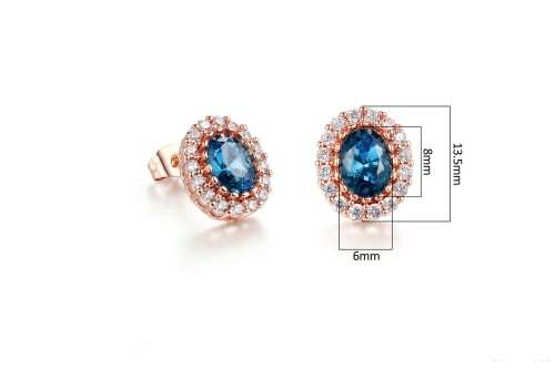 Villa Rose Earrings Rose gold Blue  Austrian Crystal jewelry