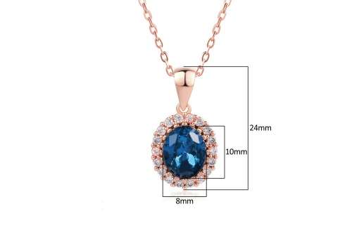 Villa Rose Pendant/Chain Rose gold Blue  Austrian Crystal jewelry