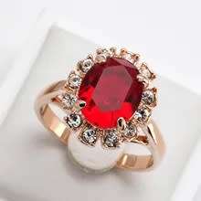 Villa Rose Ring Rose gold Ruby Red  Austrian Crystal jewellery