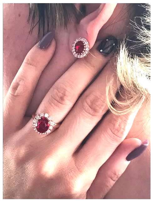 Villa Rose Ring Rose gold Ruby Red  Austrian Crystal jewellery