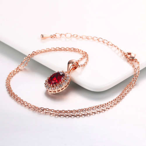 Villa Rose Pendant Rose gold Ruby Red  Austrian Crystal jewellery