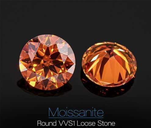 Moissanite 1ct Orange VVSI ROUND **GRA Certified **BRILLIANT CUT