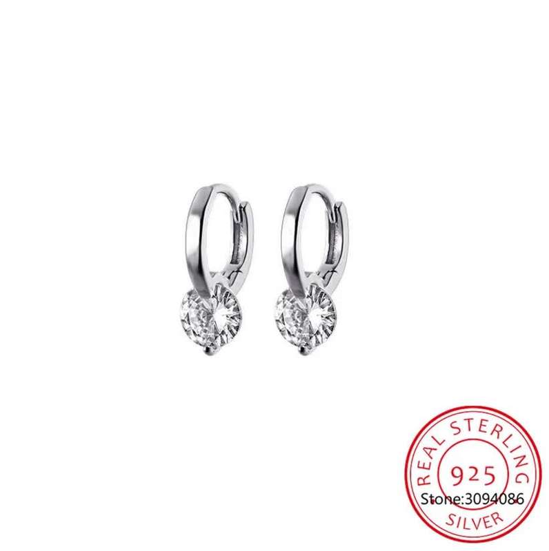1 Carat Round Hoop Earrings Women 925 Sterling Silver Sparkling Fine Jewelry