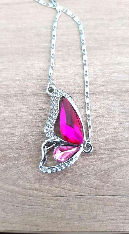 Butterfly Wing Pink Austria crystal Necklace  Fashion Jewelry 