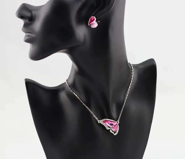 Butterfly Wing Pink Austria crystal Necklace  Fashion Jewelry 