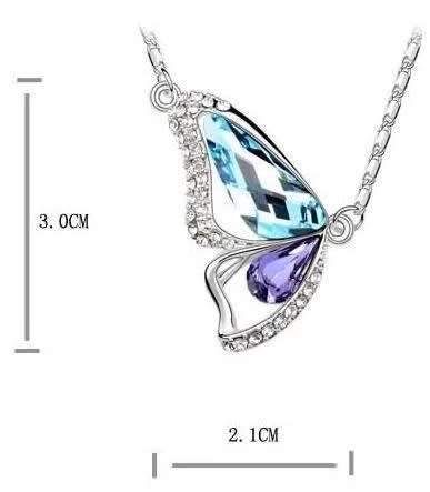 Butterfly Wing Pink Austria crystal Necklace  Fashion Jewelry 
