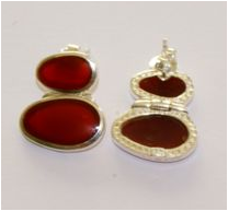 Red agate and .925 silver earrings