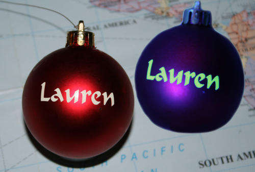 Glow in the dark name on bauble. This is the Do It Yourself option.