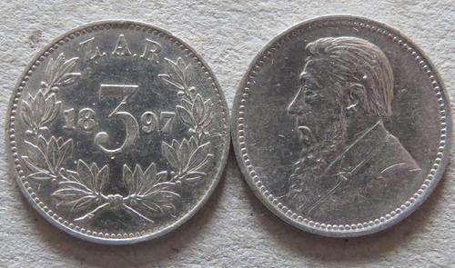 2 X 1897 ZAR 3 PENCE