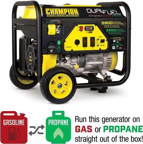 Champion 5500-Watt Dual Fuel Portable Generator with Wheel Kit