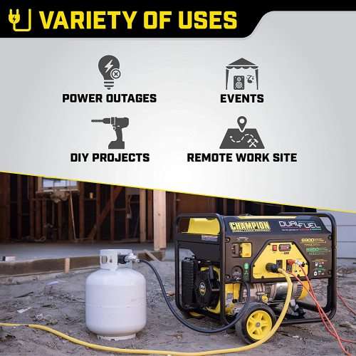 Champion 5500-Watt Dual Fuel Portable Generator with Wheel Kit