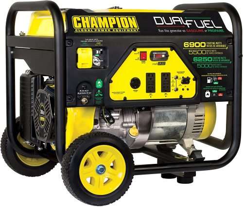 Champion 5500-Watt Dual Fuel Portable Generator with Wheel Kit