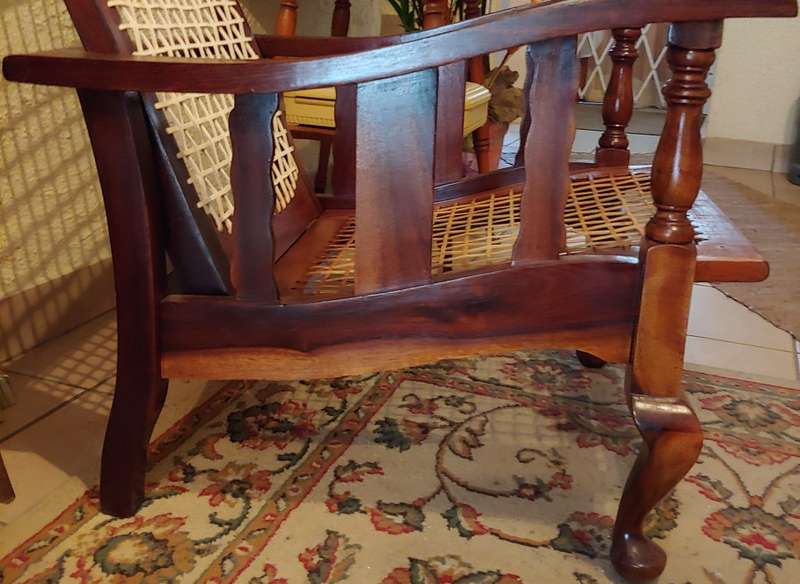 ANTIQUE MATCHING MORRIS CHAIRS  SOUTH AFRICAN STINKWOOD with free matching riempie stoel