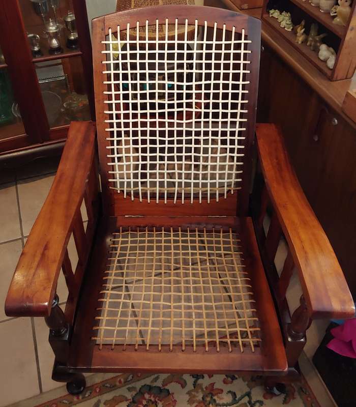 ANTIQUE MATCHING MORRIS CHAIRS  SOUTH AFRICAN STINKWOOD with free matching riempie stoel