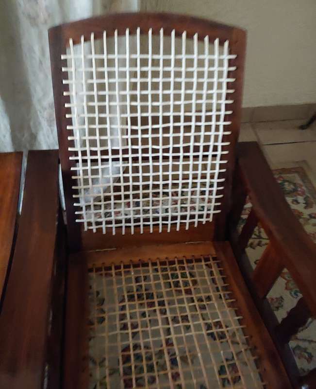 ANTIQUE MATCHING MORRIS CHAIRS  SOUTH AFRICAN STINKWOOD with free matching riempie stoel