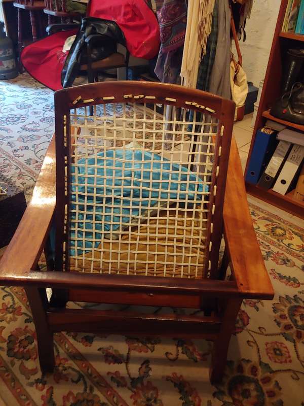ANTIQUE MATCHING MORRIS CHAIRS  SOUTH AFRICAN STINKWOOD with free matching riempie stoel