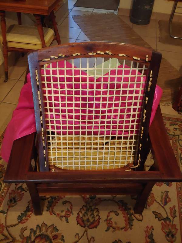 ANTIQUE MATCHING MORRIS CHAIRS  SOUTH AFRICAN STINKWOOD with free matching riempie stoel