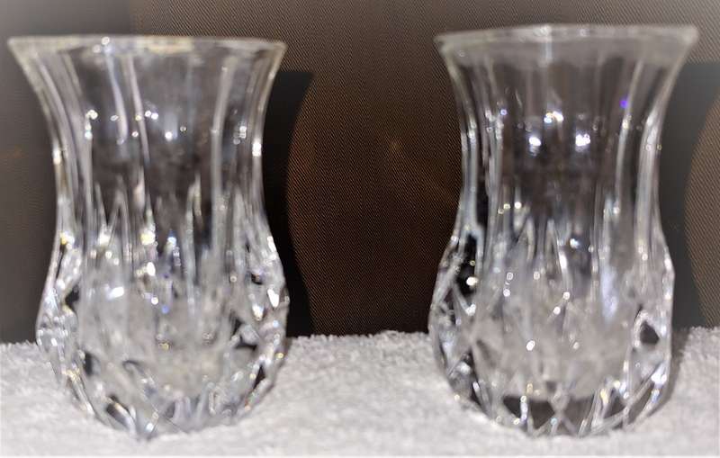STUART CRYSTAL BOWL, SUGAR BOWL, CANDLEHOLDERS