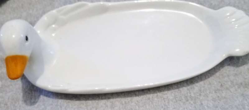 Vintage French Duck Shaped ceramic Foie Gras Serving Dish / French kitchen