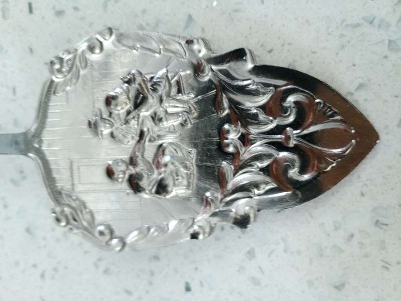Rare Silver Cake server Old Dutch depiction