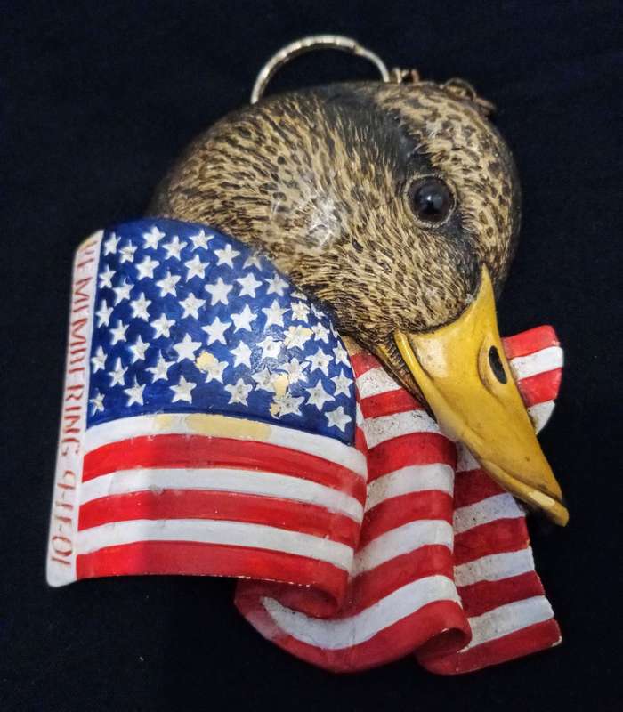 Vintage Collectable American Black Duck 2001 Christmas Tree Ornmament 8.5 cm x 8 cm