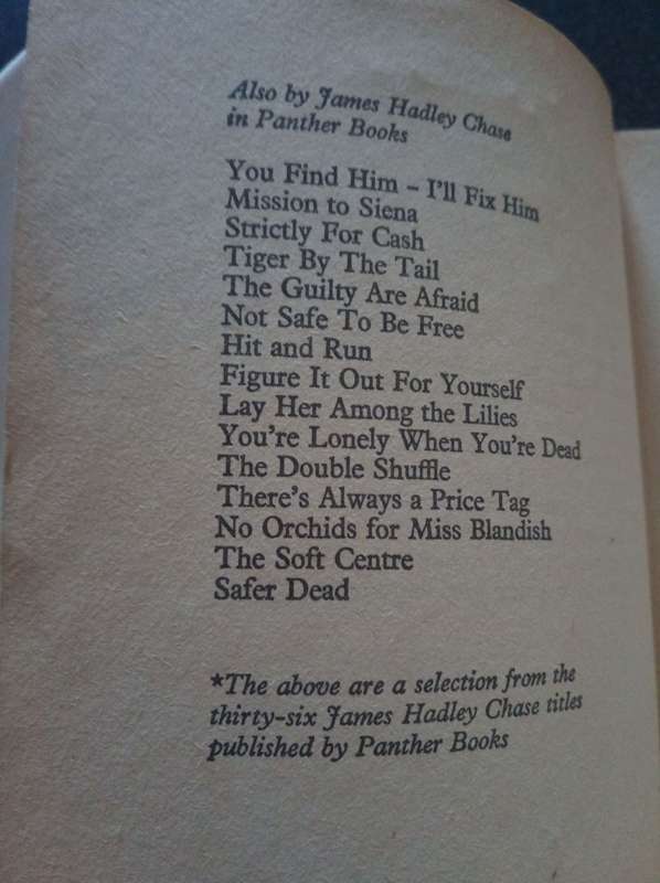 COLLECTABLE NOVEL JAMES HADLEY CHASE: MISSION TO VENICE, 1968 VERSION