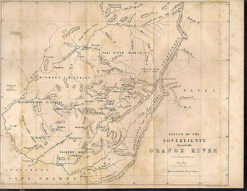 Circa 1855 ORANGE RIVER SOVEREIGNTY MAP - Genuine