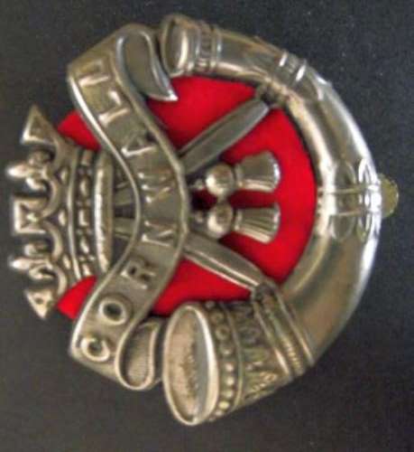 1888 Onwards BRITISH  DUKE OF CORNWALL LIGHT INFANTRY White Metal O/R CAP BADGE