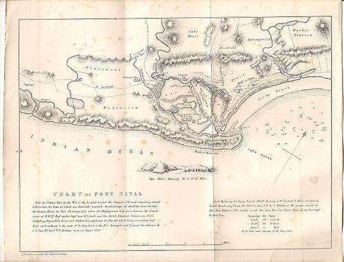 Circa 1855 CHART OF PORT NATAL MAP - Genuine