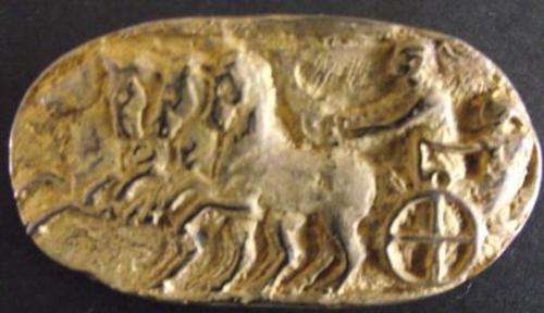 HORSE DRAWN CHARIOT BROOCH .800 CONTINENTAL SILVER