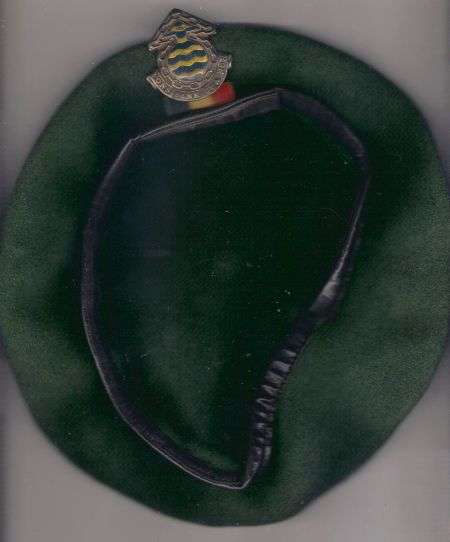 SADF ORDNANCE SERVICES CORPS BERET WITH BADGE & BAR