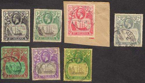 1922 ST HELENA KGV USED LOT to 5 SHILLLINGS CV +/- R 1600