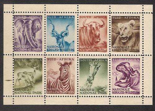 KRUGER NATIONAL PARK ANIMAL CINDERELLA STAMPS SHEET -MINT