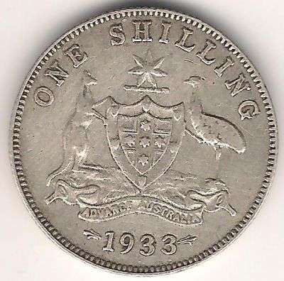 1933 AUSTRALIA ONE SHILLING COIN - KEY DATE