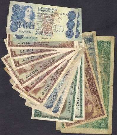 RSA TW De JONGH, G De KOCK, C RISSIK & MH De KOCK BANKNOTES LOT
