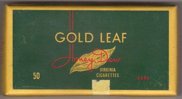 NYASALAND PROTECTORATE 5d Yellow EXCISE DUTY CIGARETTE LABEL on GOLD LEAF CIGARETTE BOX