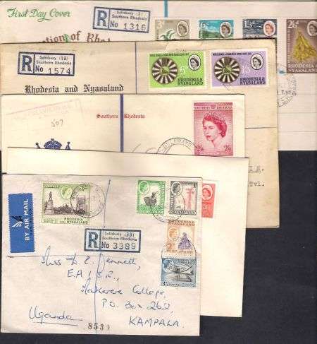 RHODESIA&NYASALAND FDC's Incl TOBACCO&COVER Upto 5 SHILLINGS SOUTHERN RHODESIA QE II CORONATION FDC