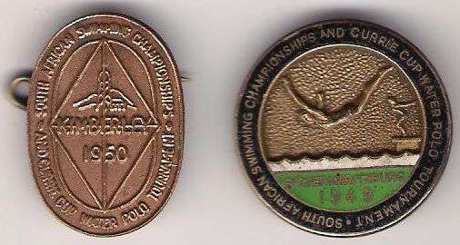1949 & 1960 SOUTH AFRICAN SWIMMING CHAMPIONSHIPS & CURRIE CUP WATER POLO LAPELS