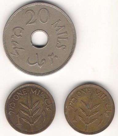 1935 PALESTINE 20 MILS COIN & 1937 ONE MIL x 2 COINS