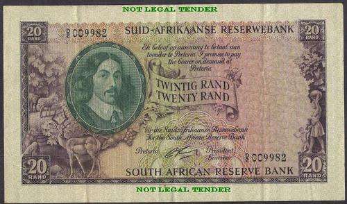 SOUTH AFRICA G RISSIK TWENTY RAND BANKNOTE