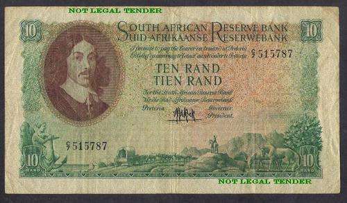SOUTH AFRICA MH De KOCK TEN RAND ENG/AFR BANKNOTE - 4th ISSUE