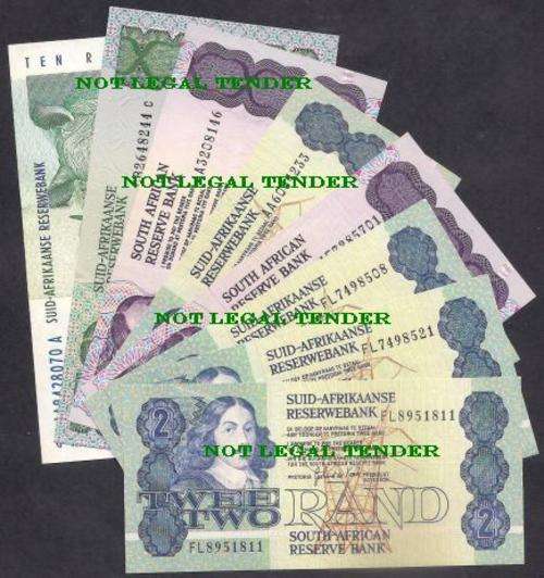 RSA G De KOCK R 2 x 2 & R 5 x 1 BANKNOTES & C STALS R2 x 1 R 5 x 1 & R 10 x 2 - UNC !