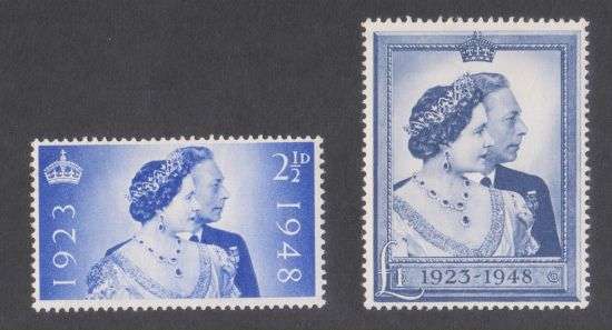 1948 GREAT BRITAIN KGVI SILVER WEDDING SET TO 1 POUND -MINT HINGED
