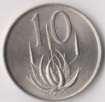 1965 SOUTH AFRICA 10 cent COIN AFRIKAANS -UNC