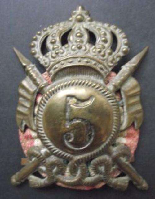 WW II ITALIAN 5th LANCERS HELMET BADGE WITH ORIGINAL BACKING